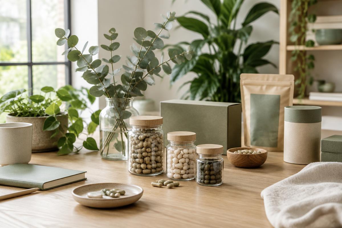 Werkplek met duurzame producten en planten, het werkgebied van ondernemer Hans Spee